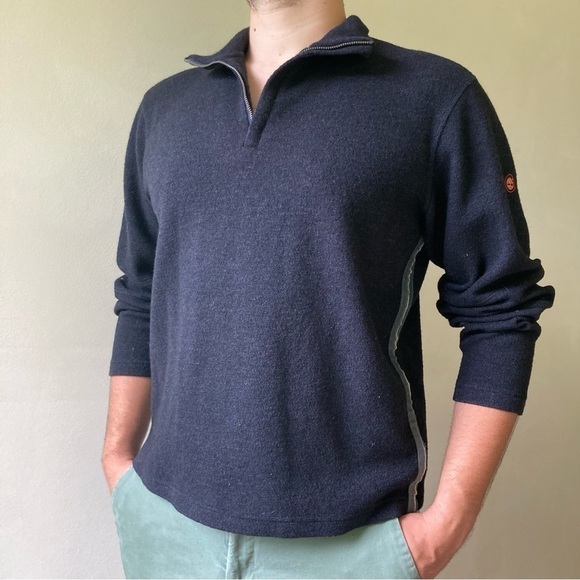 Timberland | Vintage Wool Blend Side Stripe 1/4 Zip Sweater - Picture 1 of 8